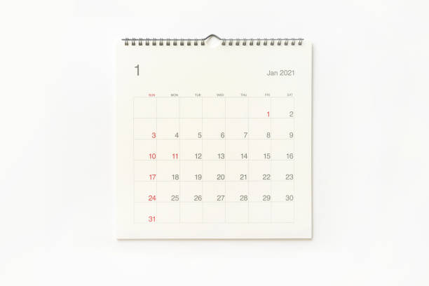 istock January 2021 calendar page on white background. 1298547302