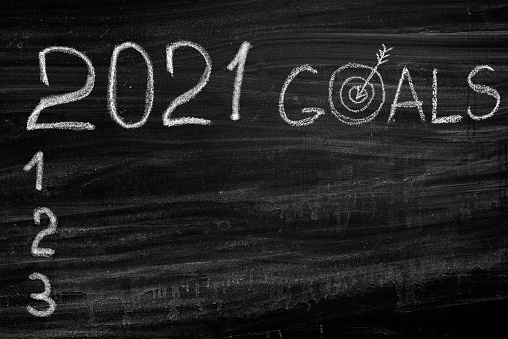Goals 2021 concept on blackboard