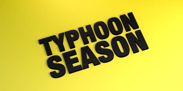 istock Typhoon season text on yellow background. 3D illustration. Banner. 1298550546