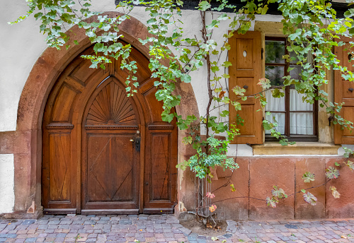 historic wooden door in Neustadt an der Weinstraße, a town in the Rhineland-Palatinate in Germany