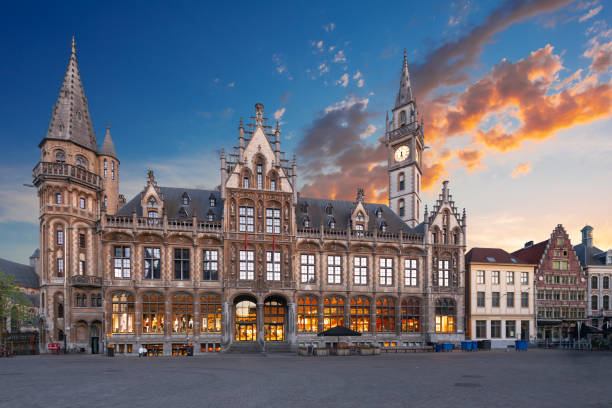 istock Old Post palace, front view, Ghent, Belgium. 1298557493