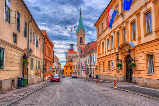 upper town in Zagreb called Gornij Grad - historical part of Zagreb with middle age houses and churches.