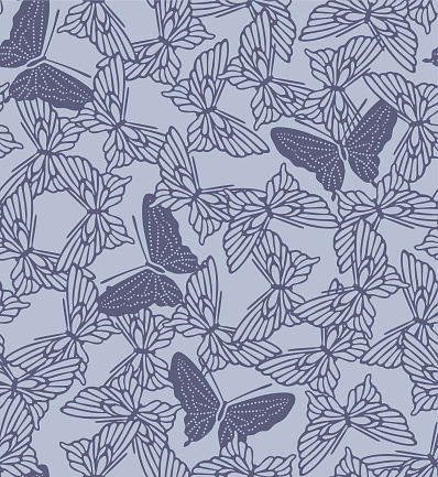 Japanese Butterfly Vector Seamless Pattern