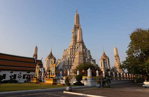 Territory of Wat Arun Temple. Buddhist temple in Bangkok. Thailand