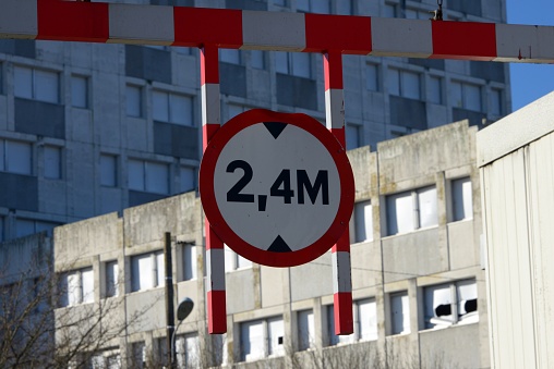 Road sign indicating a height limited to two meters forty