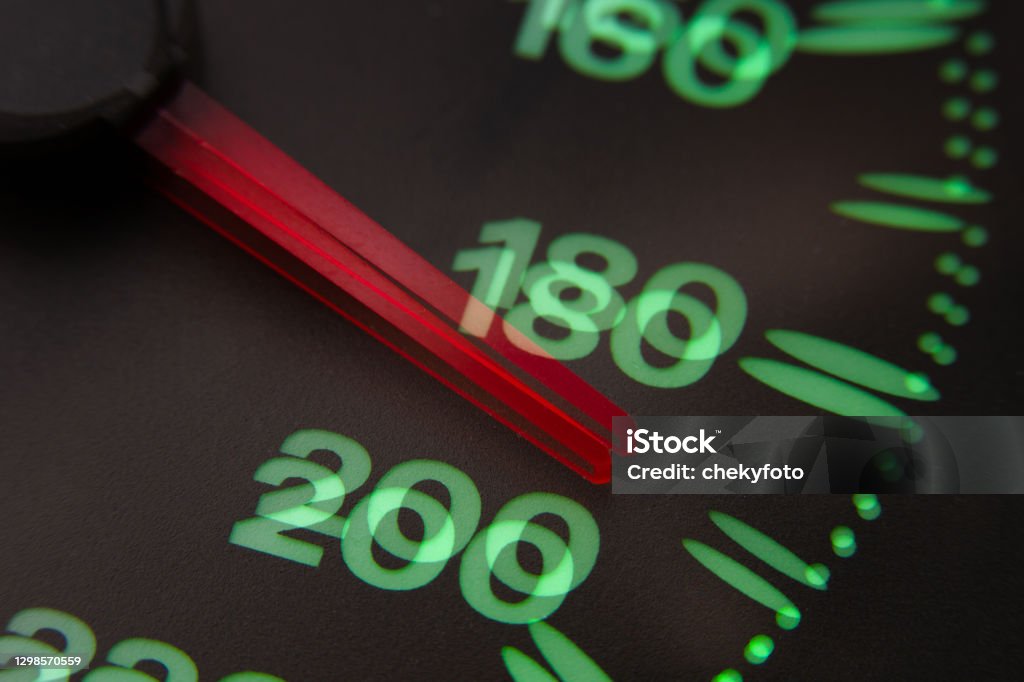 Double vision drunk driver. s Double vision drunk driver. Car speedometer at 190 km / h Driving Stock Photo