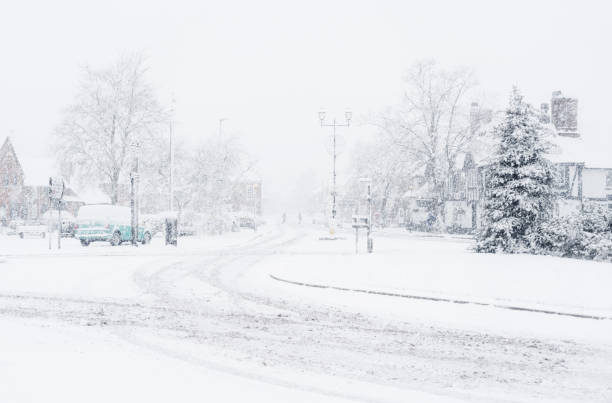 A winter’s morning in Beaconsfield Old Town, Buckinghamshire, and a blast of snow blankets the streets.