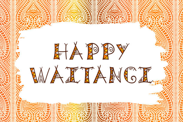 illustrazioni stock, clip art, cartoni animati e icone di tendenza di vettore di sfondo del giorno waitangi. 6 febbraio. vacanza in nuova zelanda. design dello sfondo aborigeno con testo etnico. - tatuaggi maori