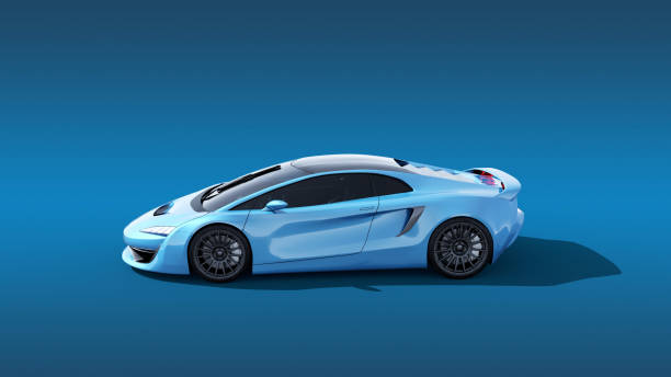 istock blue sportscar side view isolated on blue 1298578897