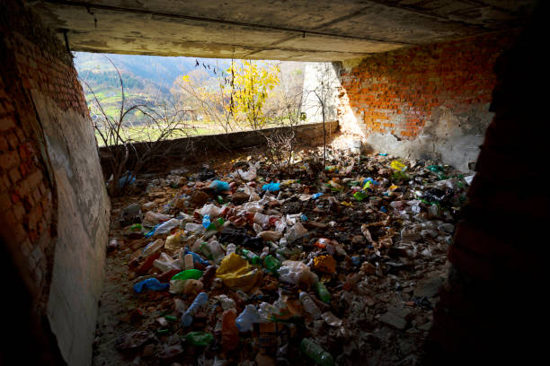 An abandoned hotel in the mountains is used by locals and tourists as a huge trash can. A very sad sight, an ecological disaster, a low level of culture.