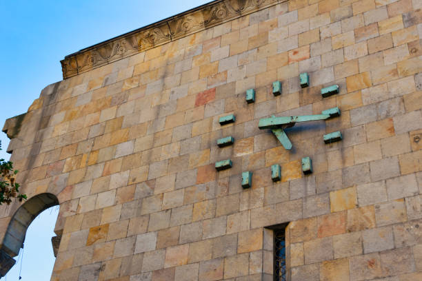 Old historical clock in Skopje during the earthquake