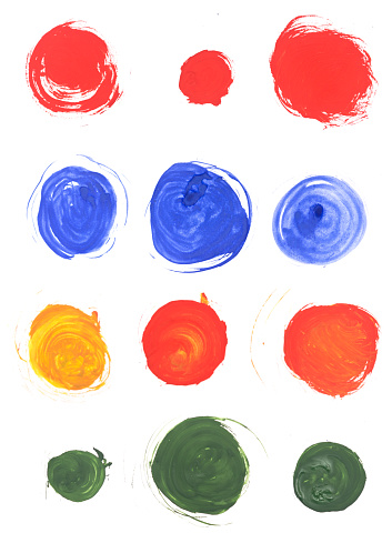 Watercolor hand painted circles on white background