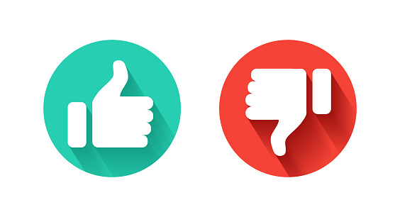 Thumb Up and Thumb Down icon. Like and dislike icon on white background. Vector illustration.