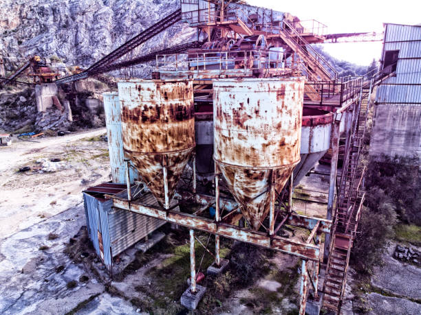 Aerial view of old mine and quarry