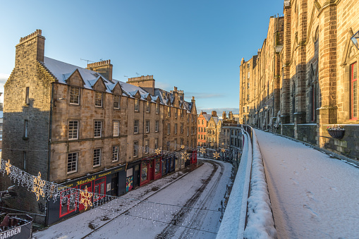Victoria Street in Grassmarket the Inspiration for the Diagon alley in Harry Potter wrote by J. K. Rowling in Edinburgh, Scotland