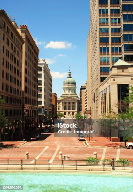 Indianapolis Downtown Stock Photo - Download Image Now - Indiana, Indiana State Capitol, Indianapolis