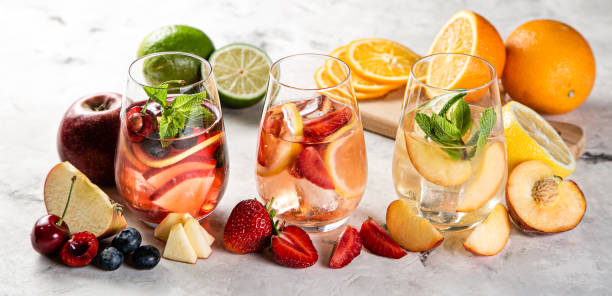 istock Selection of sangrias - red, pink, white and ingredients 1298595698