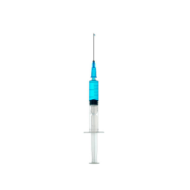 istock syringe with blue liquid and a drop on a needle, isolated 1298595756