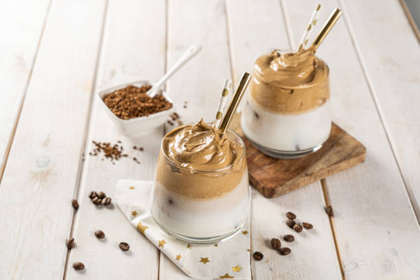 istock Coffee trend - dalgona coffee, whipped instant coffee 1298597202