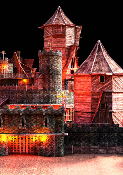 istock 3D illustration medieval fortress village 1298602264