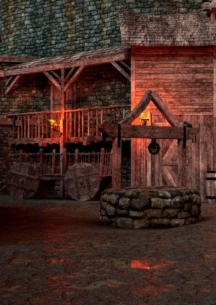 istock 3D illustration medieval fortress village 1298602282