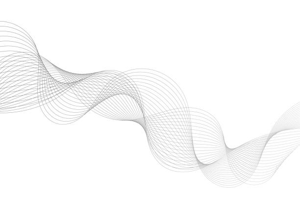 선이 있는 추상연기 효과. 부드러운 회색 그라데이션 웨이브. - abstract communication wave pattern striped stock illustrations