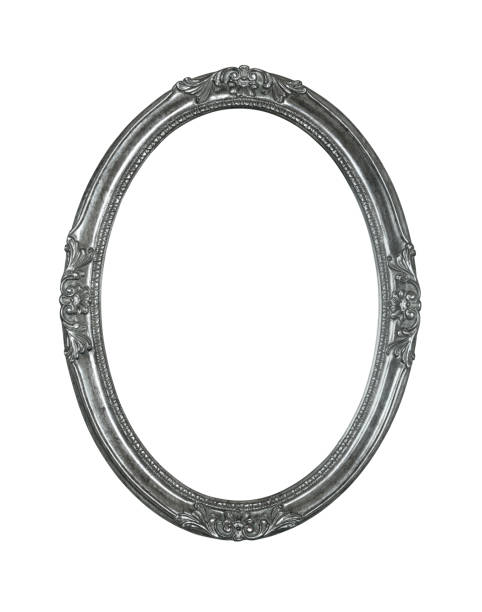 istock Vintage silver oval round picture frame 1298603625