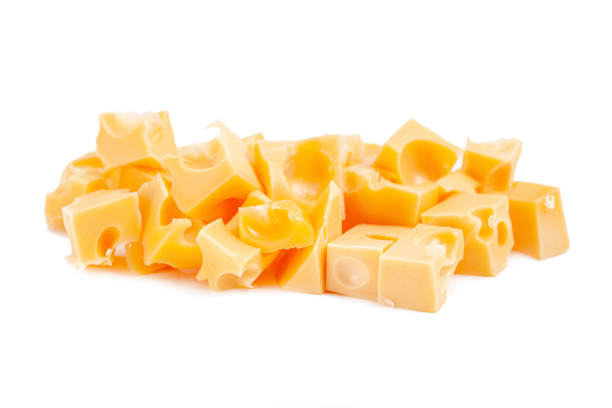 istock Yellow cheese with holes isolated on white 1298603989