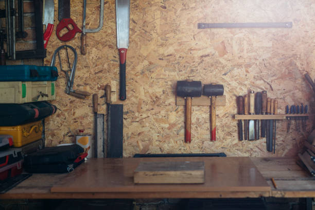 istock Carpenter's Working Space: Shot of Carpentry Tools in a Workshop 1298607177