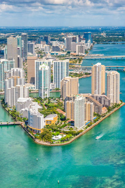 Brickel Key - Miami Skyline Aerial