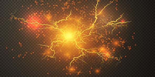 Lightning Coliding Lightning Lightning Lightning Collision Powerful Electrical Explosion ...