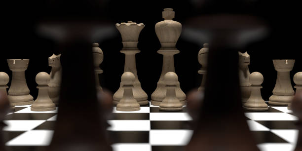 istock Queen, King and 2 pawn chess on chess board. 1298614611