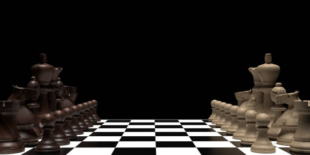 istock All chess pieces face to face on chess board. 1298614613