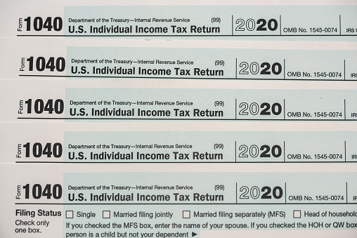 1040 individual tax form close up