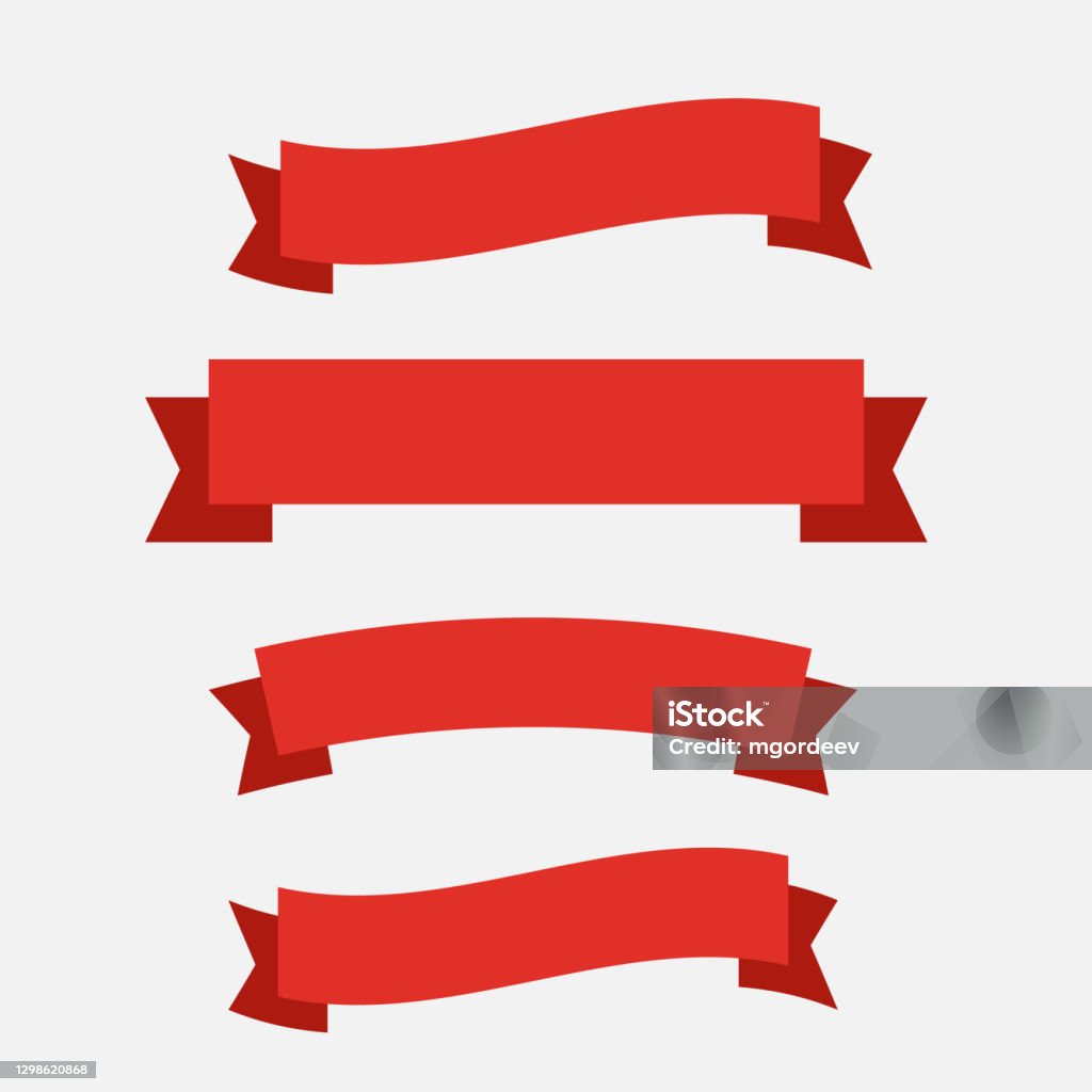 Red Ribbin Vector Glossy Red Ribbon Vector Banner Ribbon Vector Set Stock Illustration ...