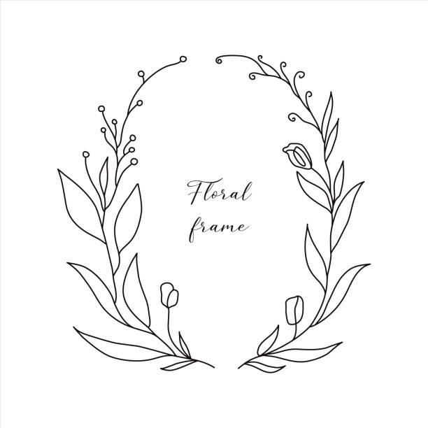 cute vintage ręcznie rysowane dekoracyjne elipsy kwiatowy doodle ramki. ilustracji wektorowych. najlepsze dla zaproszenia kartka z życzeniami lub szablon projektu mediów społecznościowych - victorian style frame picture frame wreath stock illustrations