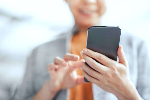 istock Happy female using smartphone, she chatting Online Messaging on mobile. Social media concept. 1298630531