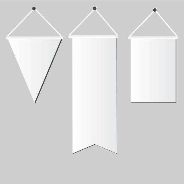istock White pennant. Advertising outdoor banners. Advertising banners 1298632106