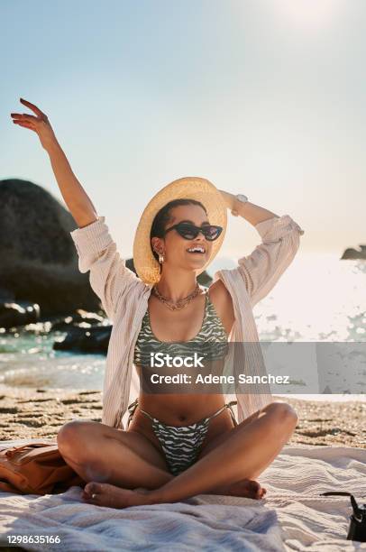 Im Nicer When Im At The Beach Stock Photo - Download Image Now - Sunglasses, Beach, Summer