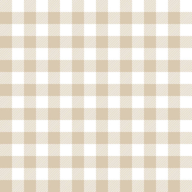 illustrazioni stock, clip art, cartoni animati e icone di tendenza di vettore motivo gingham beige. plaid a controllo vichy pastello senza cuciture in beige e bianco per la moderna tela ad olio primaverile ed estiva, tovaglia, tovagliolo, abito, gonna o altra stampa tessile. - gingham pattern