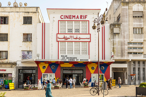 Tangier, Morocco - April 26, 2013: The art-house Cinema Rif at Grand Socco in Tangier, Morocco