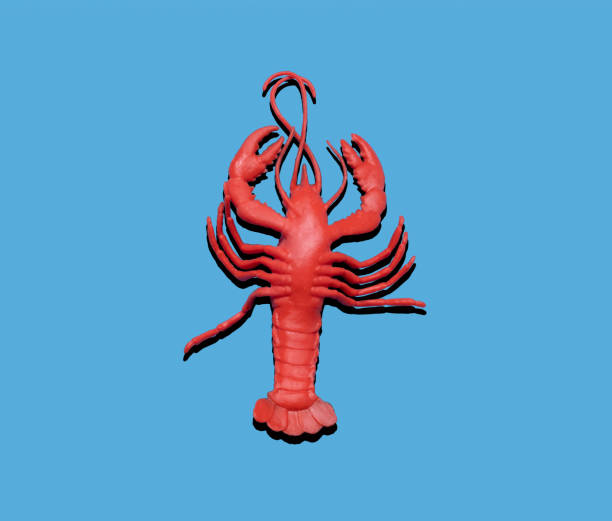istock Red lobster on blue background. Minimal food poster. 1298638446