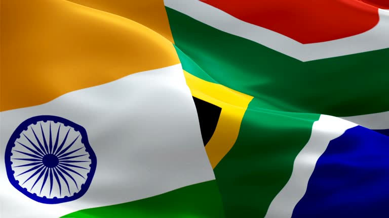India And South Africa Flag Closeup 1080p Full Hd 1920x1080 Footage Video Waving 3d India Vs South Africa Flag Waving Sign Of South Africa Seamless Animation Indian South Africa Live Match Score