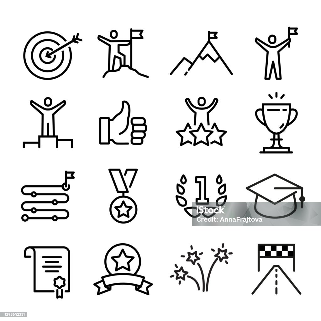 Achievement And Success Icons Stock Illustration - Download Image ...