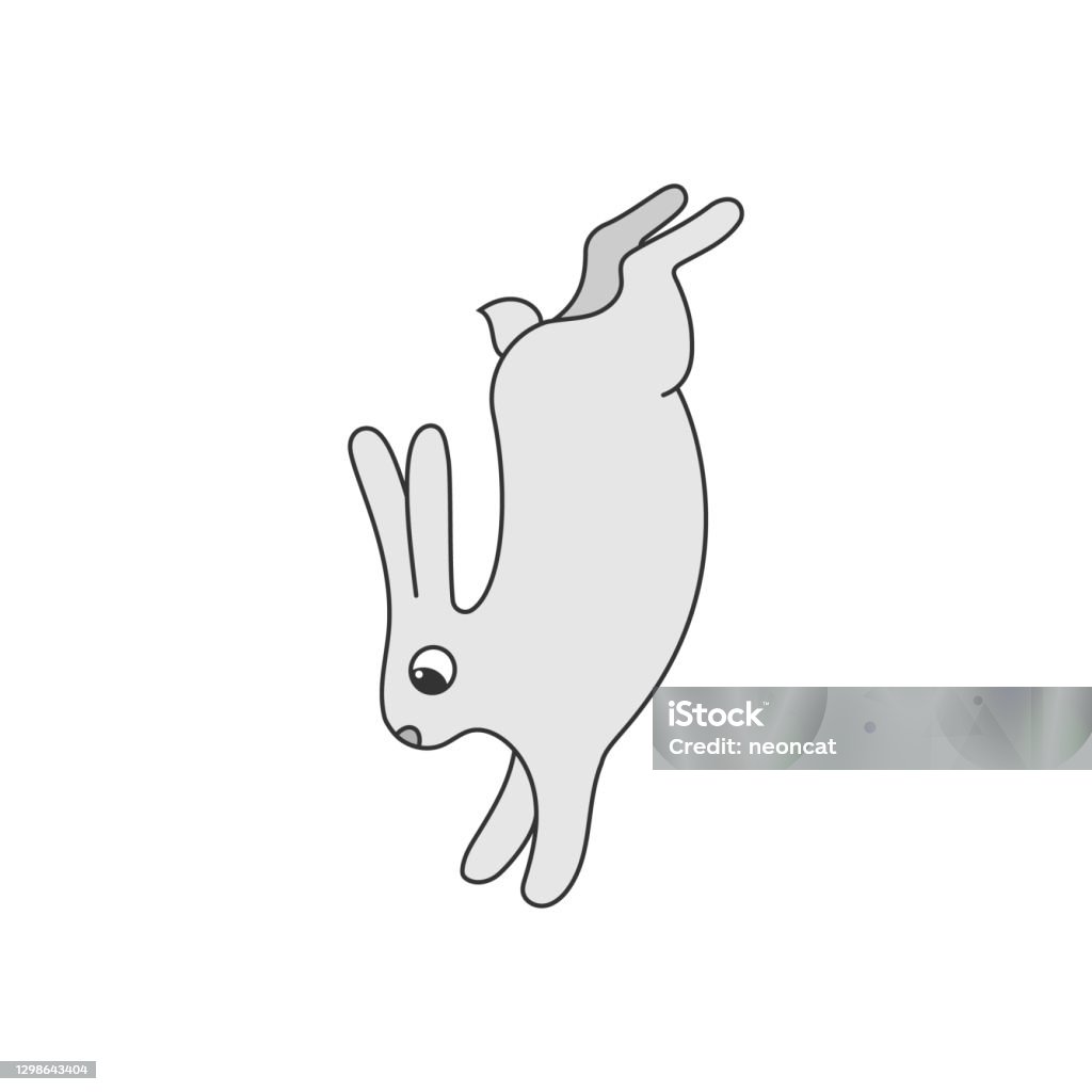 Upside Down Rabbit Drawig Cute Rabbit Stands Upside Down Vector Illustration Stock Illustration ...