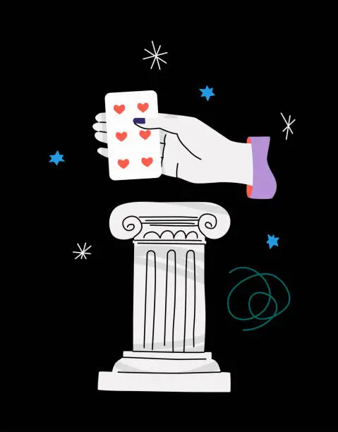 Vector illustration of Hand With Playing Card