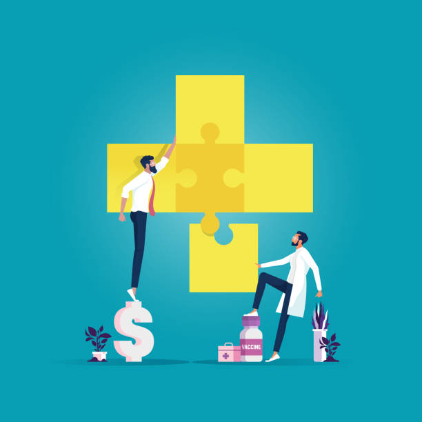 praca zespołowa i koncepcja partnerstwa - healthcare and medicine communication doctor puzzle stock illustrations