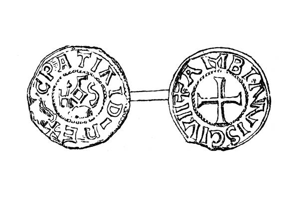 ハゲのチャールズのコイン - french coin illustrations点のイラスト素材／クリップアート素材／マンガ素材／アイコン素材
