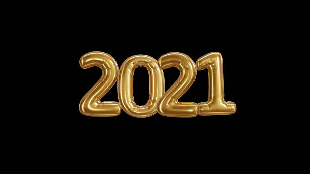 istock 3d render Inscription 2021 from golden balloons on a black background 1298654567