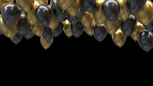 istock 3d render golden and black balloons hitting the ceiling on a black background 1298655515